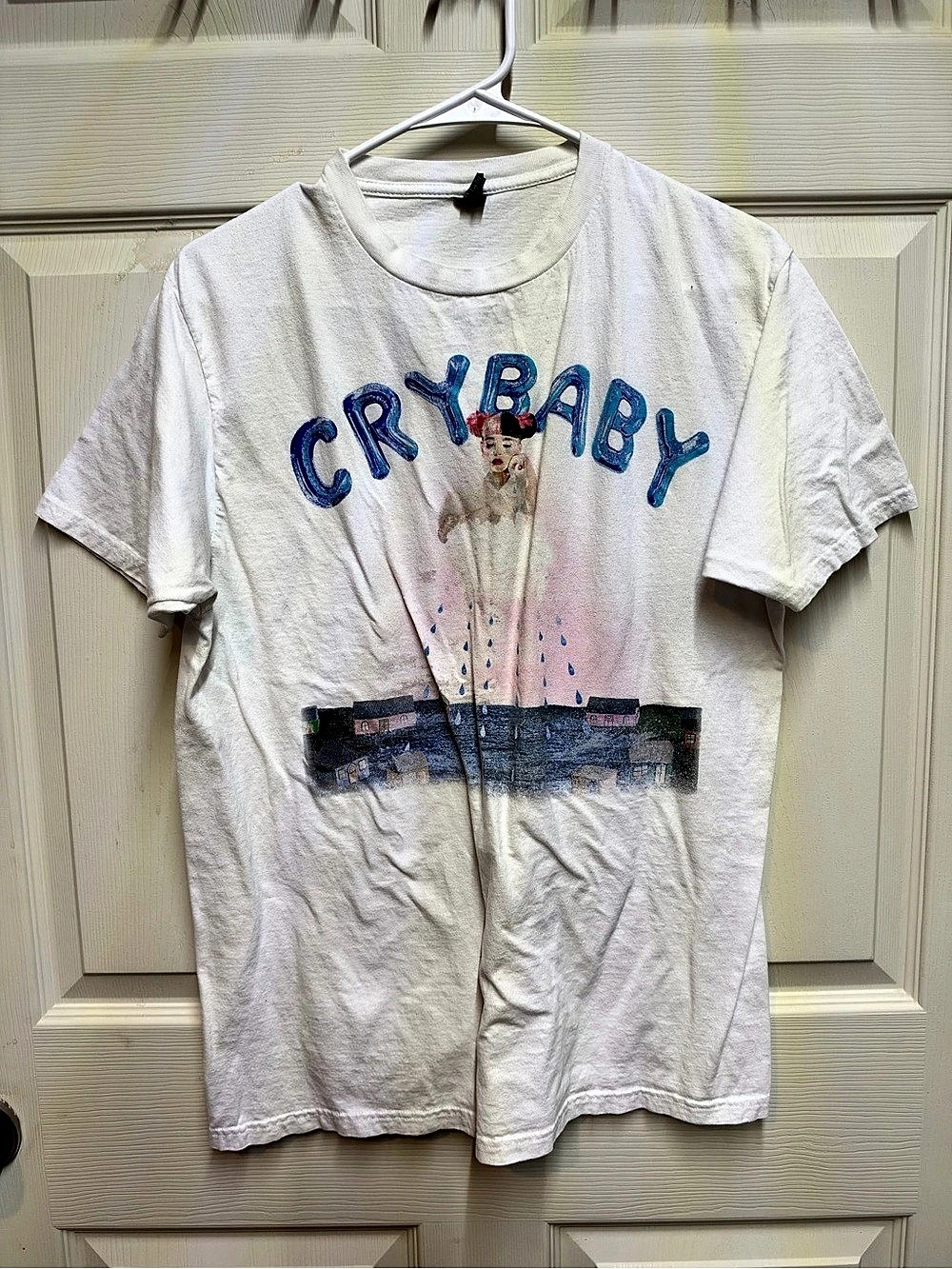 Optima Graphic Tee Size Large in White & Blue